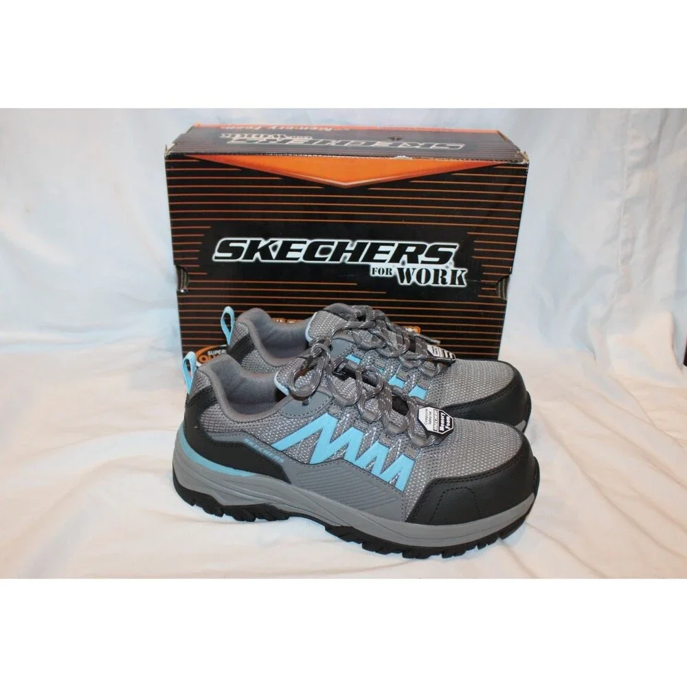 SKETCHERS WOMEN'S WORK FANZTER COMP TOE SNEAKERS NIB SZ 7 GRAY BLUE